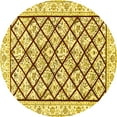 thumbnail image 1 of Ahgly Company Machine Washable Indoor Round Persian Yellow Traditional Area Rugs, 4' Round, 1 of 4
