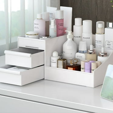 Makeup Organizer, Skin Care Organizers and Storage Box with Drawers for Vanity, Bathroom Countertop Holder for Lipstick Skincare Perfume Brush, Dresser Desk Top Cosmetics Display Case