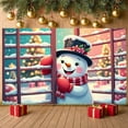 thumbnail image 3 of Snowman Figure Snowman Banner Red Scarf Winter Display Black Hat Poinsettia Decoration Christmas Backdrop for Christmas Party Winter Celebration Home Window Display, 3 of 9