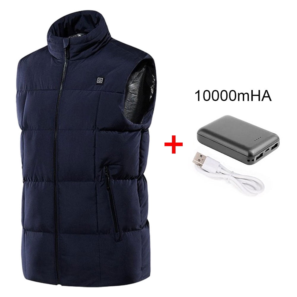 Electric Heated Coats for Men USB Heated Jacket Adjustments 3 Levels Temperature Control Heated Vest Jacket Fast Heating Rechargeable Heating Body Warmer Gilet for Outdoor Skiing Hiking Fishing 