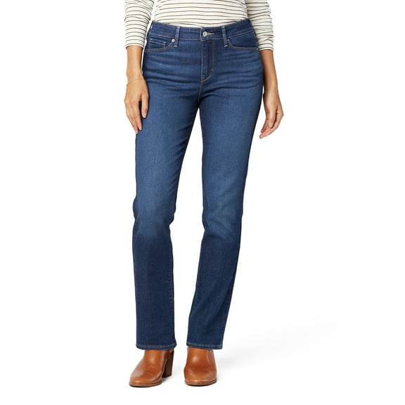 Levi Strauss Signature Women's and Women's Plus Mid Rise Straight Jeans, Available in Short, Regular and Long Inseams, Sizes 2-28
