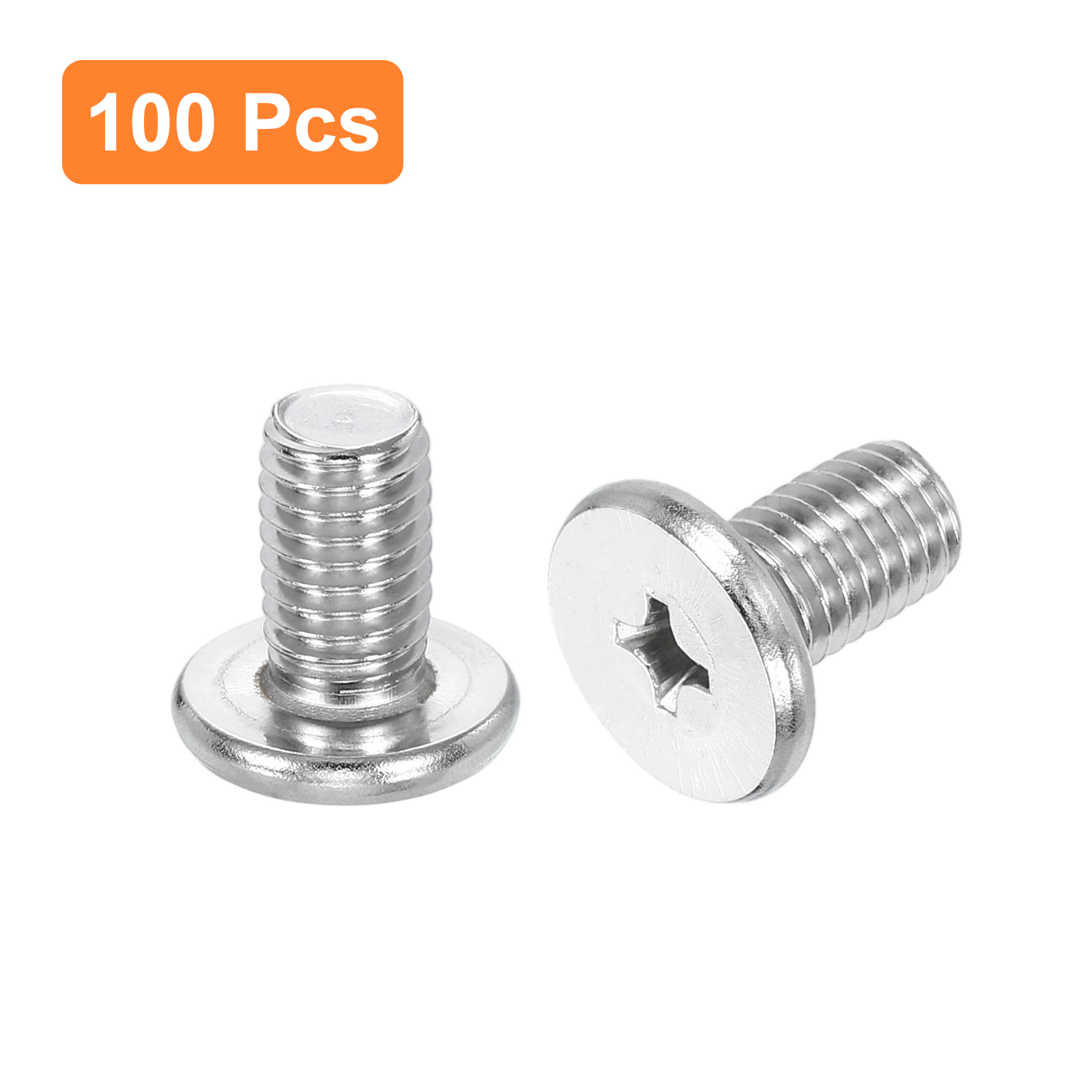M8-1.25 x 14mm 100Pack Metal Flat Round Head Screws Phillips Drive Machine Bolt