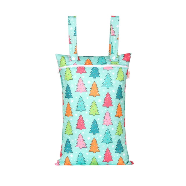 Bolsa de almacenamiento de pañales de gran capacidad con asa doble, resistente al agua y al polvo, con estampado navideño