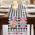 thumbnail image 3 of Table Runners 108 Inches Long Dress Scarves, Spring Gnomes Farmhouse Coffee/Dining/Kitchen Table Runner for Living Room, Botanical Rose Leaves Black Buffalo Plaid 13x108 Inch, 3 of 9