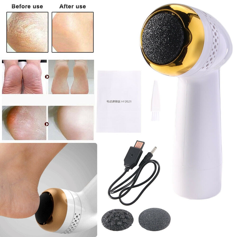 Jahy2Tech Electric Foot Grinder Vacuum with 3 Coarse Heads Rechargeable Portable Feet File Pedicure Tool Massage Function Foot Scrubber Callus Remover for Dead Hard Cracked Dry Skin