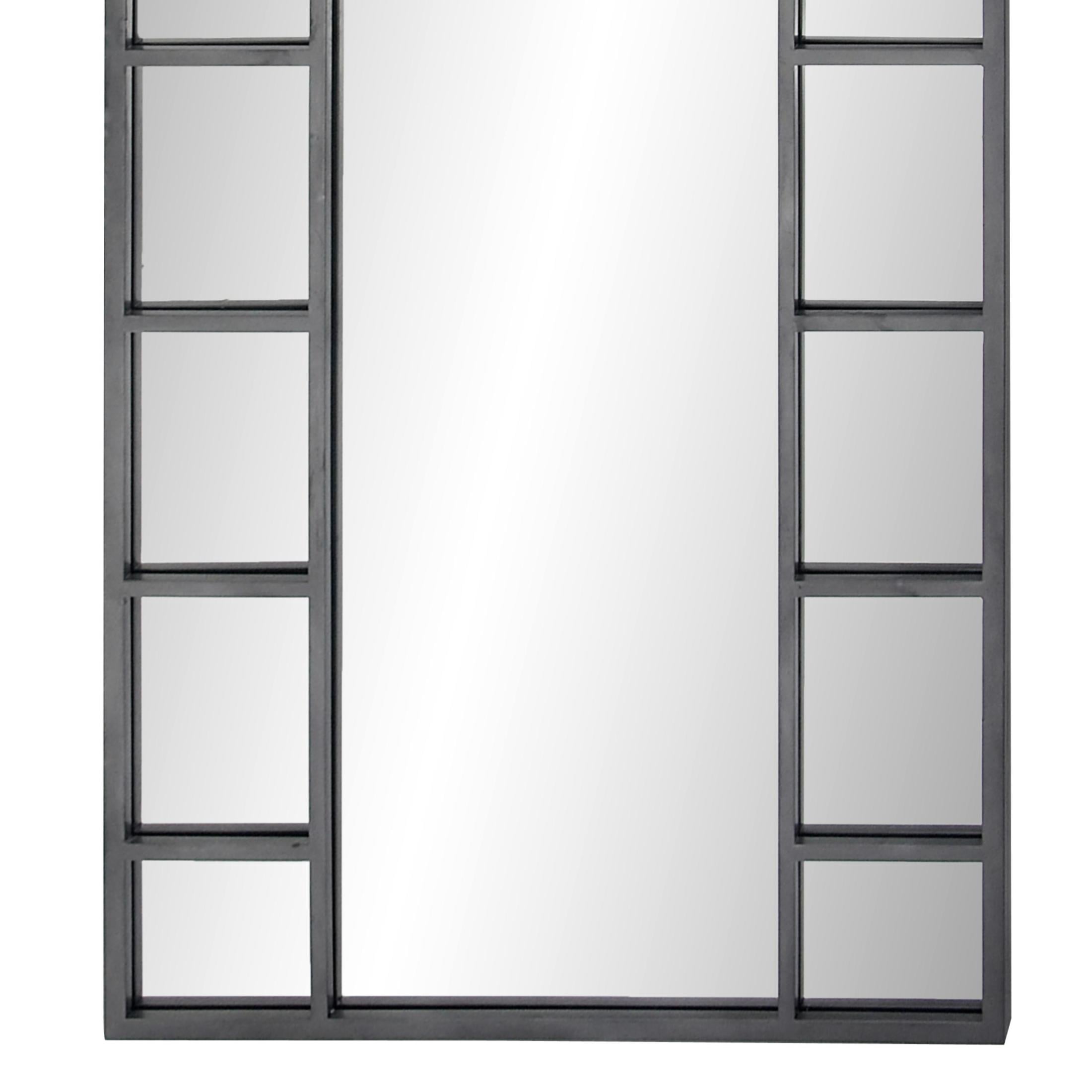 DecMode 32" x 60" Black Window Pane Inspired Wall Mirror with Arched Top