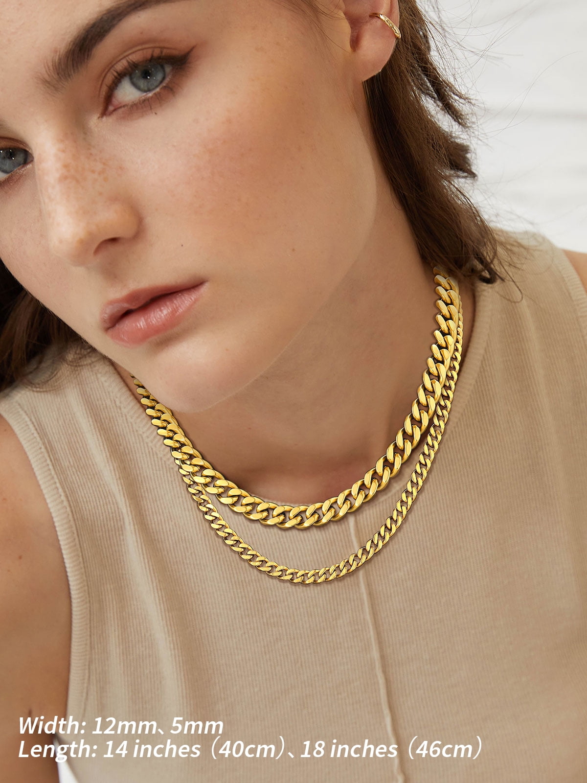 FindChic 14K Gold Plated Chain for Men Women Necklace Stainless Steel Hip Hop Cuban Link Graduation Fathers Day Jewelry Gifts Him Boyfriend Husband Adults Male Son Age Ideas, 7mm/18inch