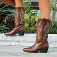 thumbnail image 6 of SACFOF Western Cowboy Boots for Women Cowgirl Mid Calf Western Boots Embroidered Stitched Pointed Toe Chunky Block Heel Gray Red Black US5-10.5, 6 of 7