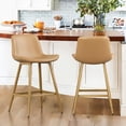 thumbnail image 3 of Dycanpo 24” Counter Height Bar Stools Set of 2, Modern Faux Leather, for Home Kitchen, Almond Buff, 3 of 8