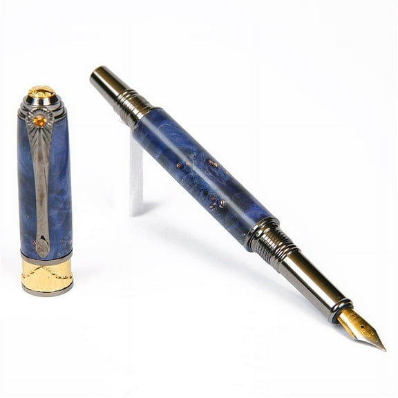 Art Deco Fountain Pen - Blue Box Elder