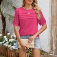 thumbnail image 5 of Besolor Womens Summer Tops Lace Patchwork Crew Neck Short Sleeve Shirts Pleated Dressy Blouses Outfits Trendy 2025, 5 of 7