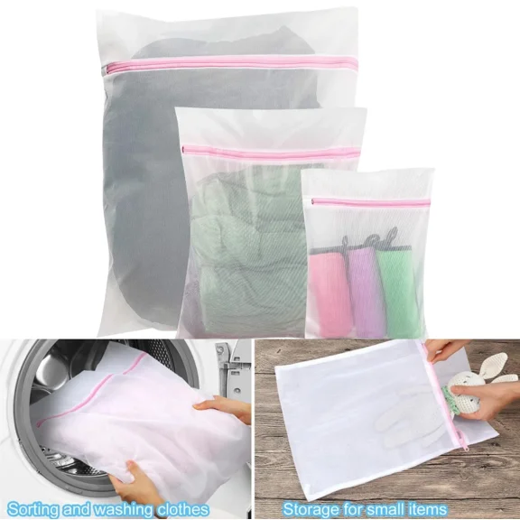 3X (Pick Size) Mesh Laundry Bags For Delicates Washing Clothes Wash Bag