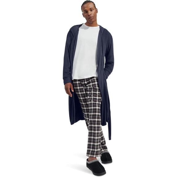 UGG Reyes Robe Men's MD-LG Navy Blue Belted Waist Long Sleeve Sleepwear LOT10 (Blue,Regular,MD-LG)