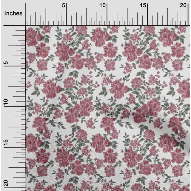 oneOone Polyester Lycra Fabric Leaves & Floral Ikat Printed Craft Fabric BTY 56 Inch Wide
