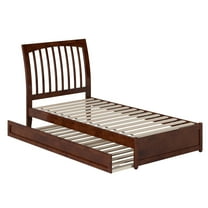 Roslyn Twin XL Wood Platform Bed with Panel Footboard & TwinXL Trundle in Walnut