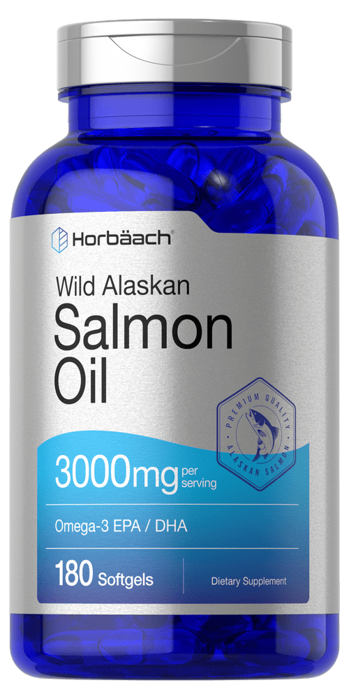 Salmon Oil | 180 Softgel Capsules | Wild Alaskan Fish Oil | Gluten Free, Non-GMO | High Potency | Excellent Source of Omega-3 Fatty Acids EPA and DHA | By Horbaach