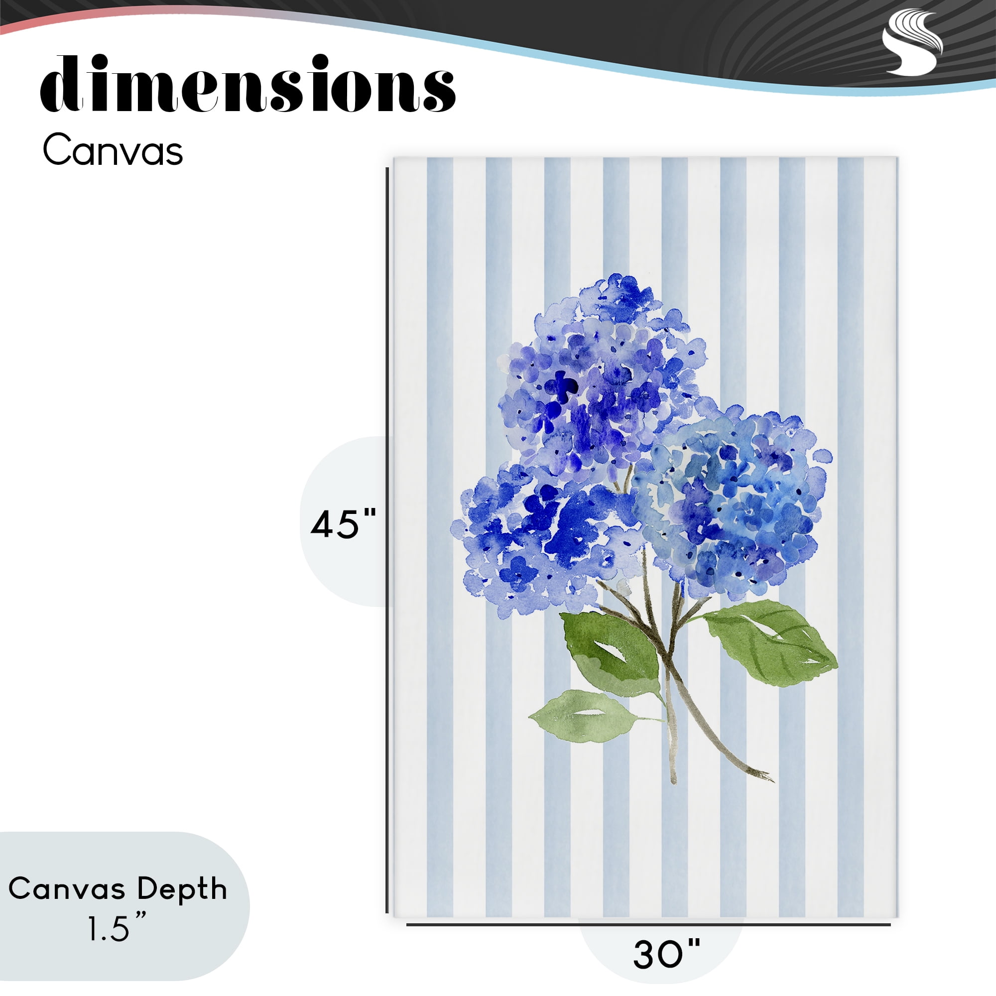 Stupell Industries Blue Hydrangeas over Stripes Canvas Wall Art, design by Corinne Haig