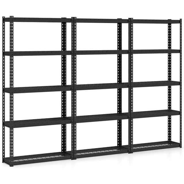 Gymax 3PCS 5-Tier Heavy Duty Storage Shelf Storage Utility Rack Shelf w/Anti-tipping Device