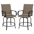 thumbnail image 2 of Outsunny 360° Swivel Outdoor Bar Stools Set of 2, Bar Height Chairs w/ Armrests, Mixed Brown, 2 of 9
