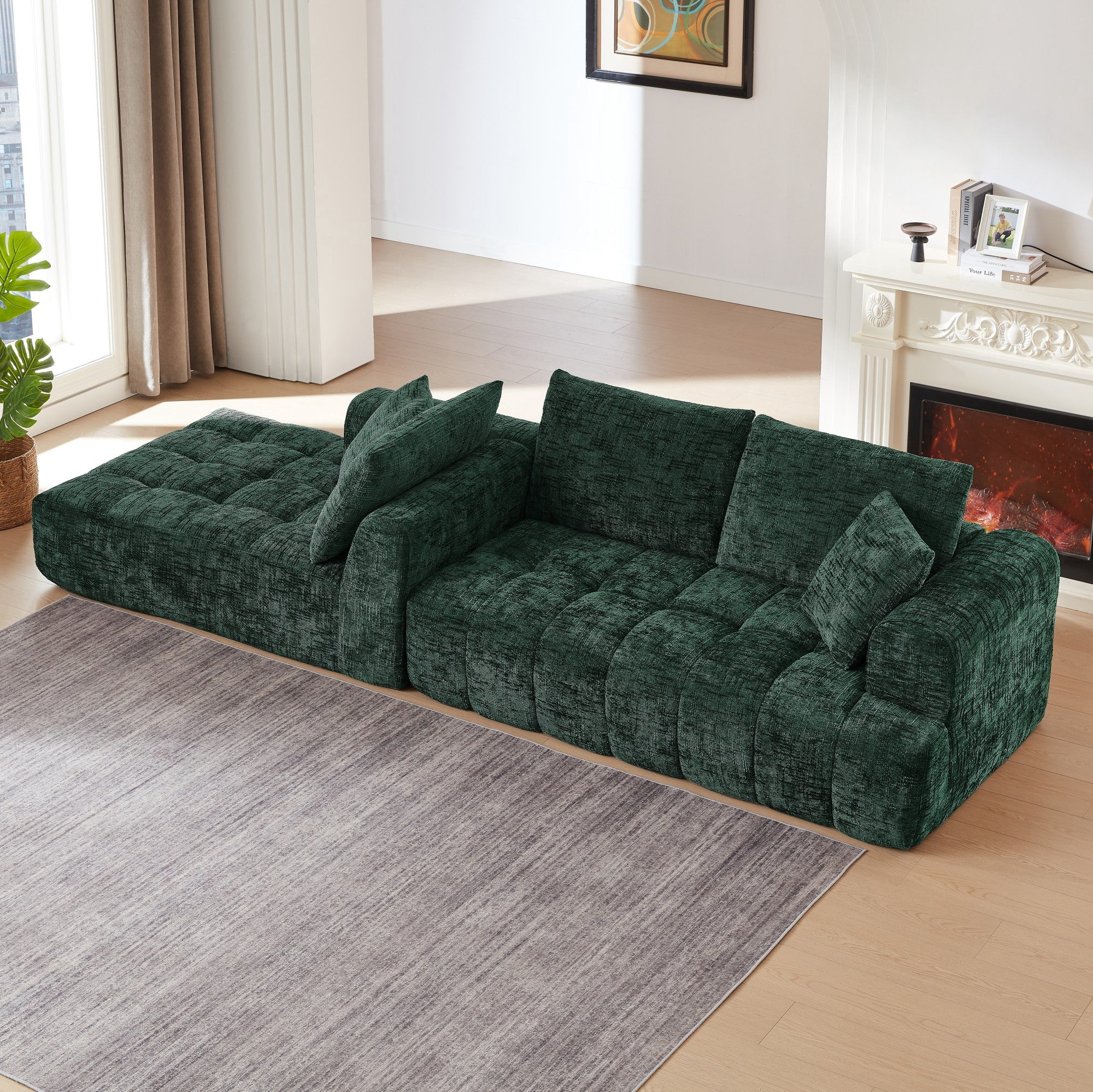 Sailvan Chenille L-Shape Luxury Sectional Oversized Sofa, Comfy Sleeper Couch, No Assembly Required