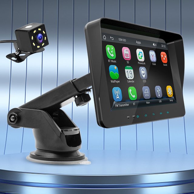 Carplay Inalámbrico Radio de coche de 7 pulgadas Carplay Multimedia portátil para vehículo (con cámara 8LED)