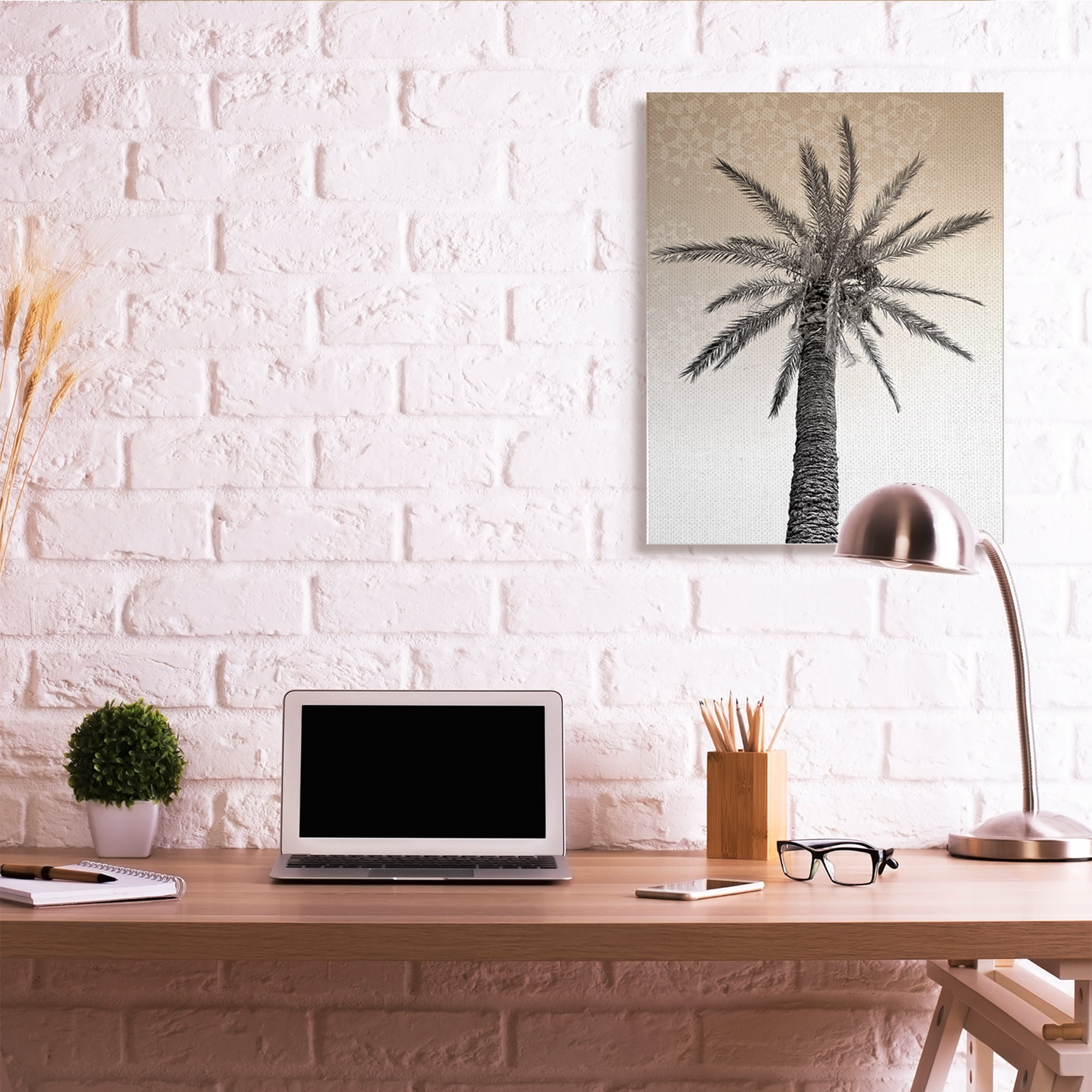 Stupell Industries Palm Tree Tropics Beige Geometric Pattern Sky Canvas Wall Art, 30 x 40, Design by Daphne Polselli
