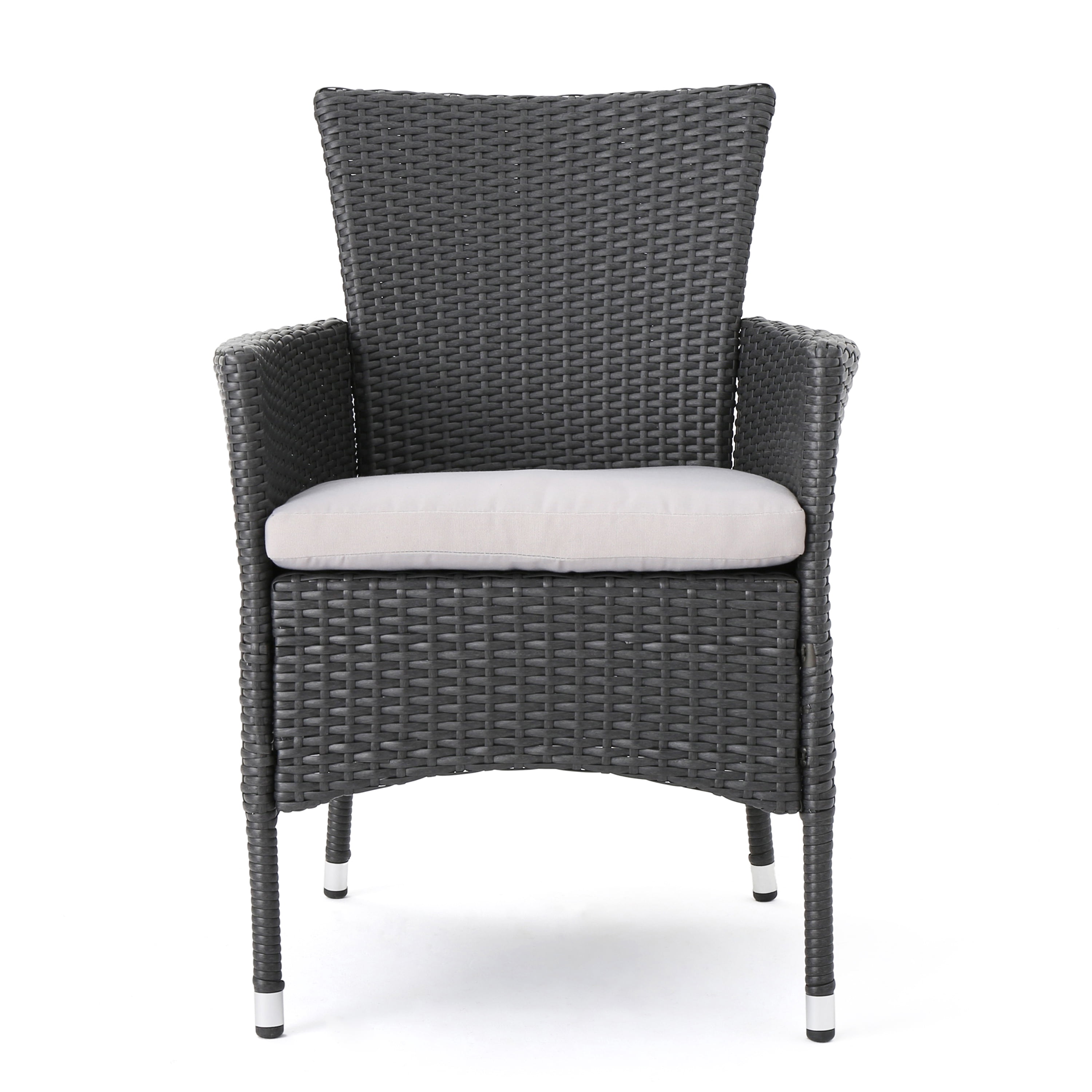 Outdoor Stainless Steel Frame Dining Chair Set of 2, Stable Leisure Seats for Patio Garden, Silver