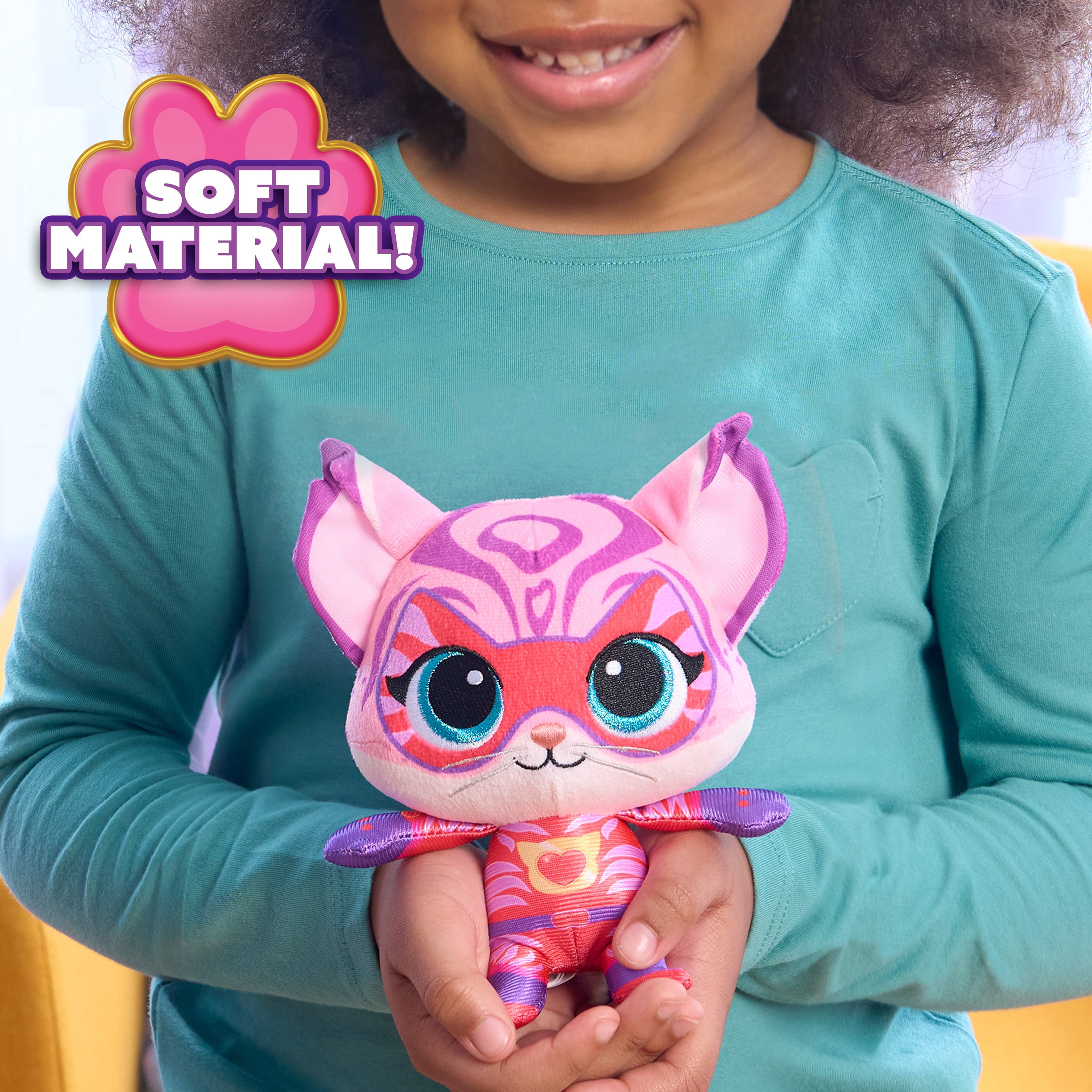 Disney Jr. SuperKitties Willa Small Plush Stuffed Animal with Glitter Eyes and Embroidered Details, , Ages 3+