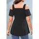 thumbnail image 3 of Camiseta de talla grande con hombros descubiertos para mujer, Top informal negro con hombros descubiertos, plisado, arandela de ojales de Metal, manga corta, línea A, Verano, 3 of 5