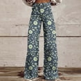 thumbnail image 2 of Abomasnow Jeans for Women Vintage Boho Floral Print Wesh Jeans Casual High Waist Wide Leg Baggy Denim Pants S-5XL, 2 of 6