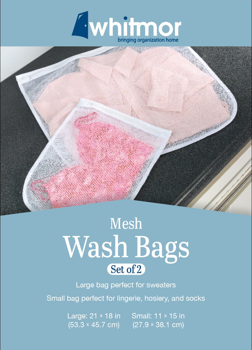 Whitmor Zippered Mesh Laundry Wash Bags - Set of 2 - One Small 11