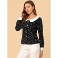 thumbnail image 4 of Camisa de manga larga Allegra K con botones y cuello en contraste estampado de corazones para mujer Negro M, 4 of 6
