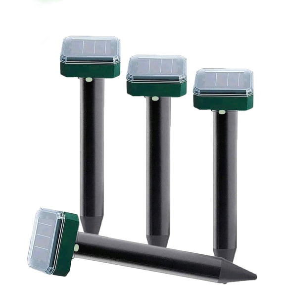 Pet Safe Pack of 4 Sonic Mole Repellent Solar Powered for Lawn Garden Yard, IP65 Waterproof Outdoor Ultrasonic Snake Repellent for Get Rid of Mole, Gopher, Snakes, Vole and Other Underground Pests