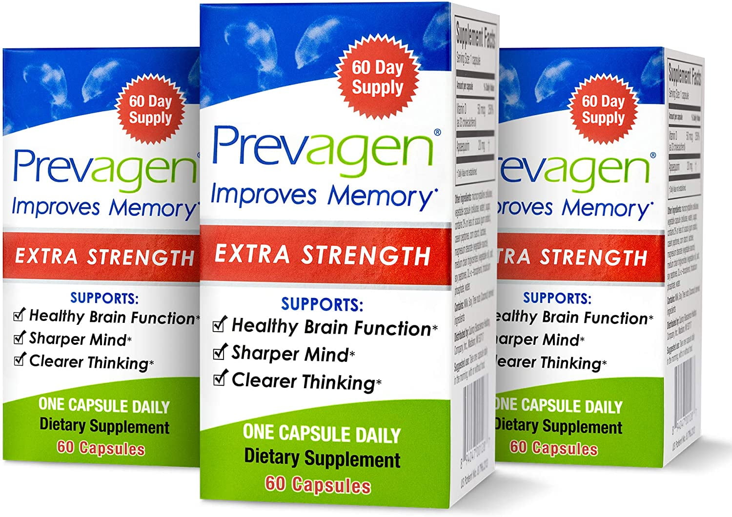 Prevagen Improves Memory Extra Strength 20mg, 60 Capsules 3 Pack