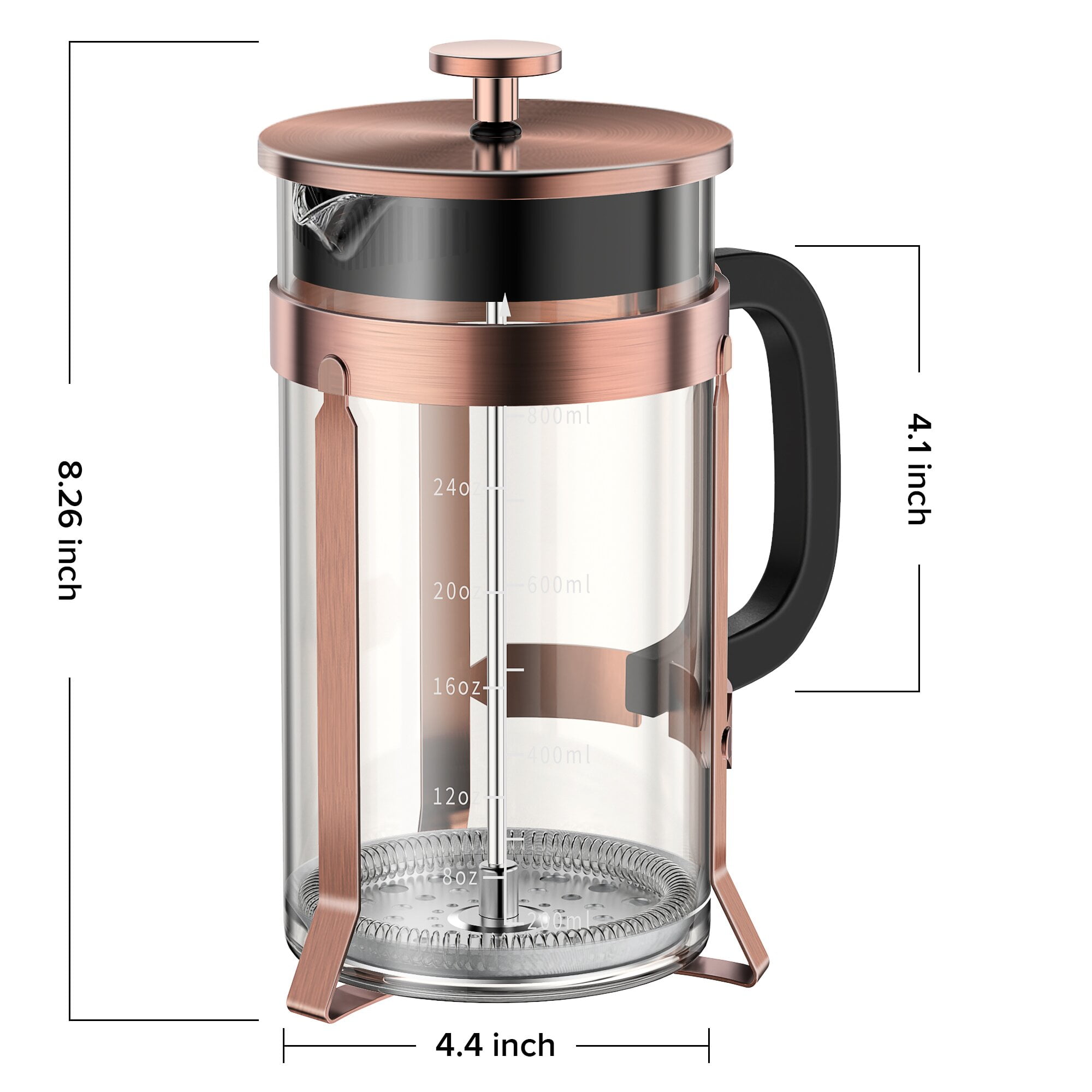 Lilayou French Press Coffee & Tea Maker, 34 Ounce Coffee Press Coffee  Maker, 304 Stainless Steel Heat Resistant High Boron Glass Easy to Clean  (Dark
