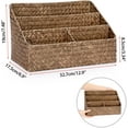 thumbnail image 4 of Woven Storage Basket Natural Seagrass Vertical Wicker Storage Baskets with 4 Compartments Desk Organizers and Storage Magazine File Holder Home Office Supplies Sorter Rack, Coffee, 4 of 14