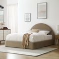 thumbnail image 2 of Platform Bed Frame, King Size, Taupe Gray, Velvet, Bedroom, Modern Contemporary Boutique HB36795, 2 of 9