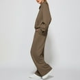 thumbnail image 4 of Tthxqing Women Outfits Sets Trendy 2 Piece Half Zip Sweatshirts with Pocket Baggy Wide Leg Pants Causal Loose Travel Lounge Tracksuit Sets Khaki S, 4 of 8