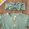 thumbnail image 3 of TheFound 2 Pcs Baby Girl Romper Suits Knitted Button Jumpsuit + Headband Sets, 3 of 5