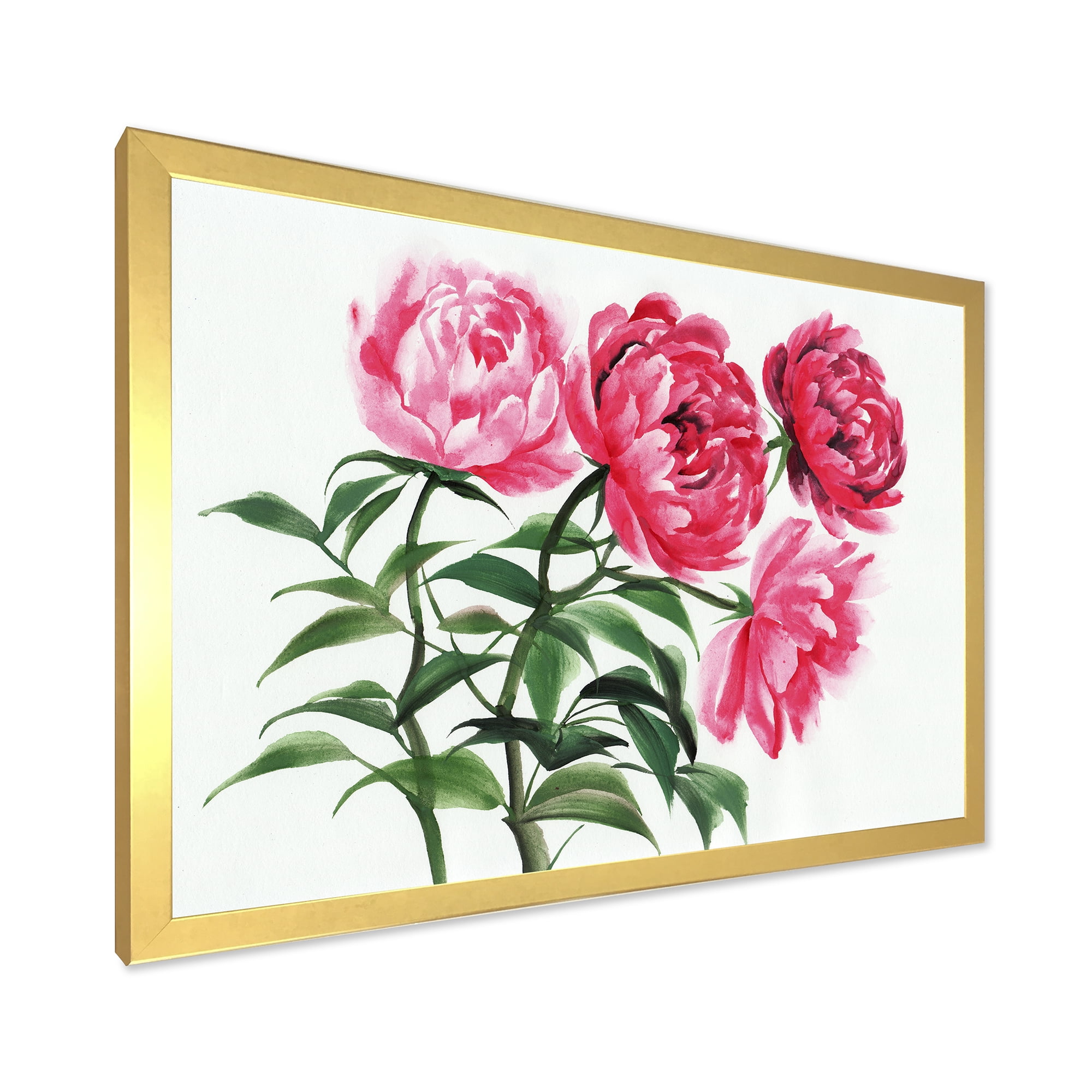 Designart 'Abstract Four Vintage Pink Peonies' Traditional Framed Art Print