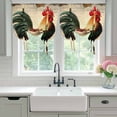 thumbnail image 5 of Retro Rooster Tie Up Curtain 63 Inches Long, Country Animal Newspaper Backdrop Balloon Style Kitchen Window Curtain Over Sink, Small Window Rod Pocket Curtain 52"x63", 5 of 9