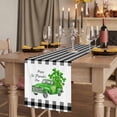 thumbnail image 2 of Table Runners 70 Inches Long Dress Scarves, St. Patrick's Day Farmhouse Coffee/Dining/Kitchen Table Decor, Holiday Table Runner, Spring Three Leaf Grass Truck Black Plaid 13x70 Inch, 2 of 9