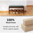 thumbnail image 6 of Solid Wood Shoe Bench, 2-Tier Wooden Entryway Bench, Modern Shoe Rack with Faux Leather Cushion for Hallway, Living Room (Green, 31.5''), 6 of 7