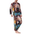 thumbnail image 2 of KLL Painted Flower Puppy Sleepwear Mens Flannel Pajamas,Long Cotton Pj Set, 2 of 7
