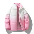 thumbnail image 2 of Lovzfmll Gradient Puffer Jacket for Men, Thickened Winter Coat, Stand Collar Zip Front, Quilted, Winter Jackets, Men's Color Block Outerwear, 2 of 3