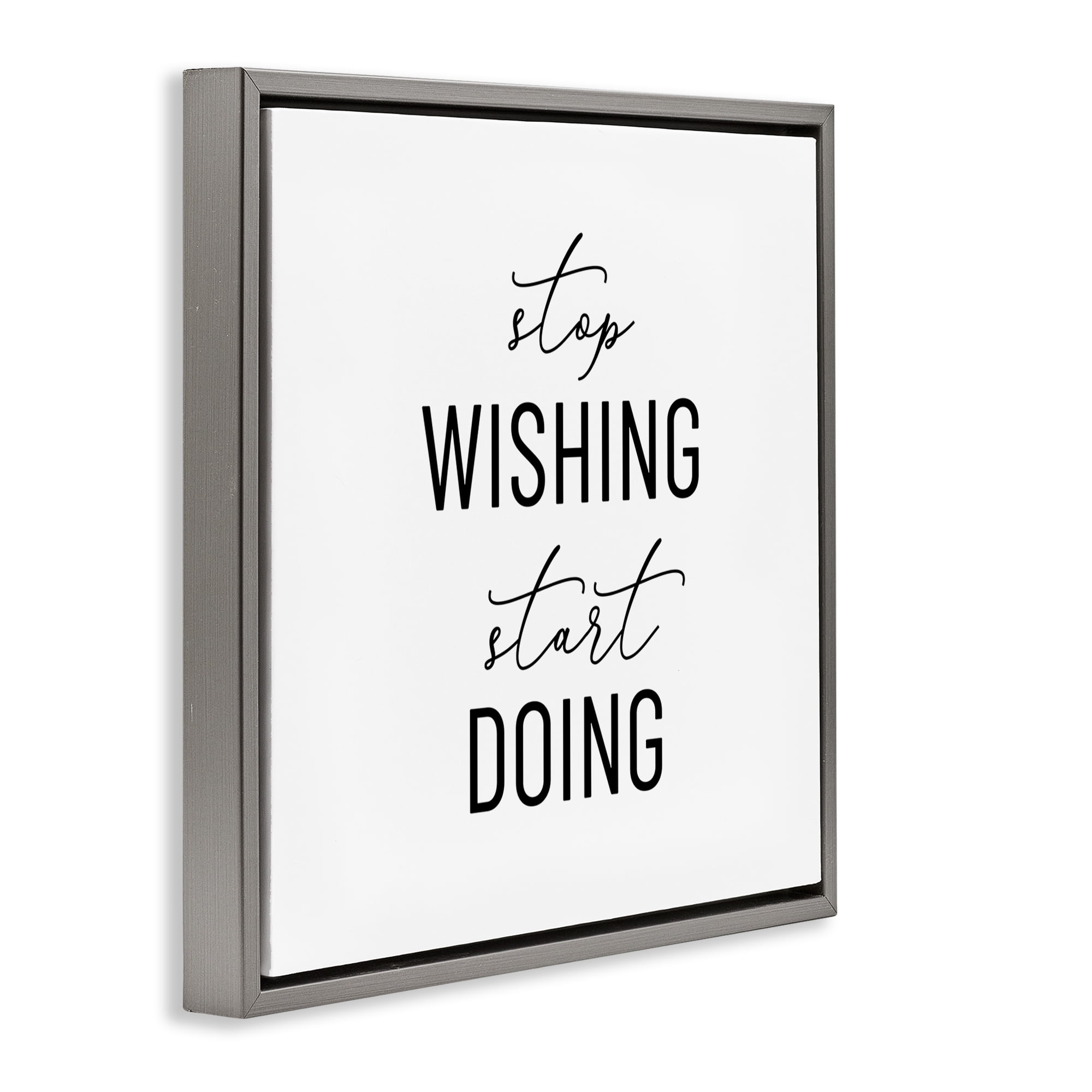 Stupell Industries Motivational Start Doing Text & Numbers Painting Gray Floater Framed Canvas Art Print Wall Art, 18 x 18