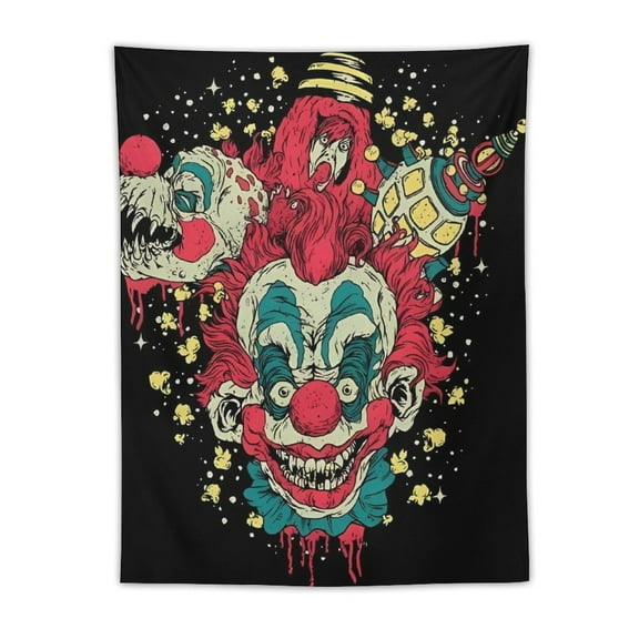 Killer Klowns from Outer Space Clown Tapestry Wall Hanging, Elegant Wall Hanging Tapestries Wall Art for Bedroom Decor, Outdoor, Parties 30"x40"