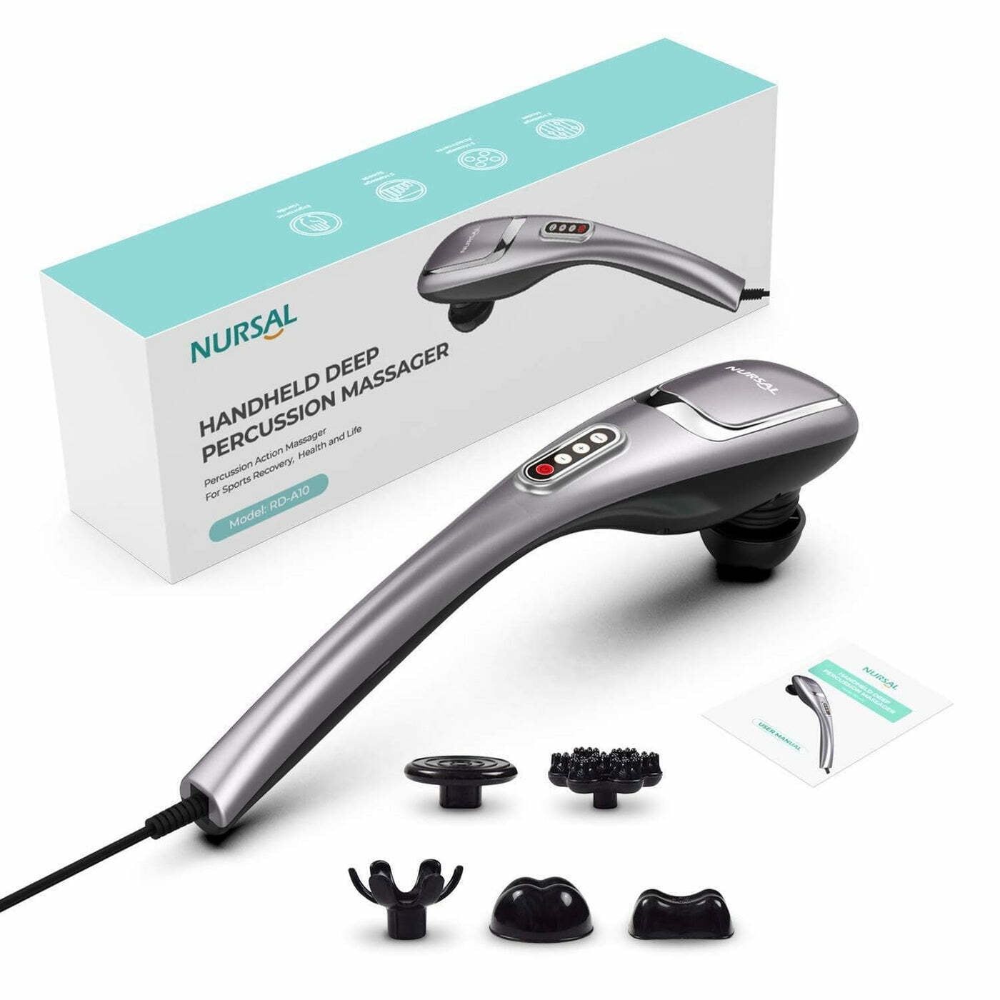 NURSAL Handheld Deep Percussion Massage w/5 Massage Modes & 5 Speeds