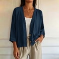 thumbnail image 3 of DIOAZUD Linen Cardigans for Women 3/4 Sleeve Button Down Cardigan Solid Color Lightweight Cover up for Vacation and Beach, 3 of 5