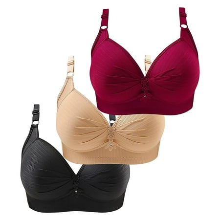 Baodmurt Plus Size Bras for Women Lounge & Sleep Underwire Wireless Lingerie  Underwear  Red 40ABC